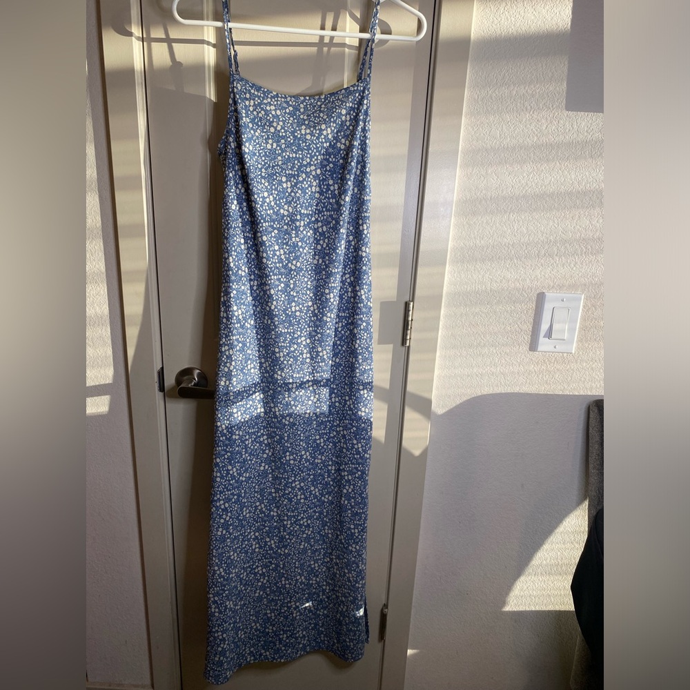 Blue Sequin Maxi Slip Dress for Wedding Guest